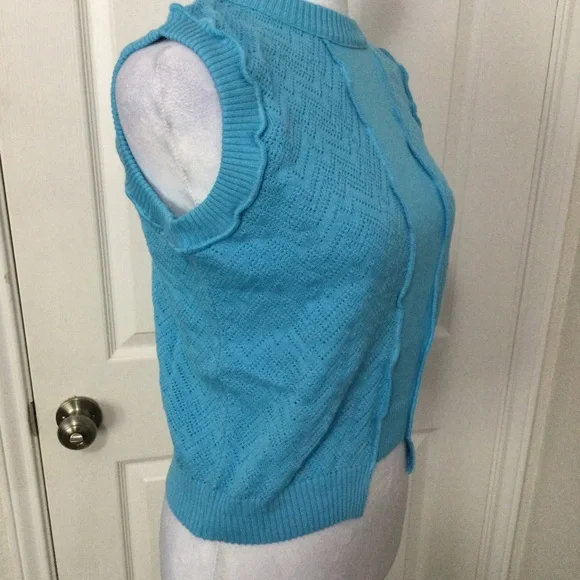 8 by Yoox Blue Sleeveless Knit Top Size M - Picture 3 of 12